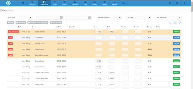 PARiM Time Clock Page 