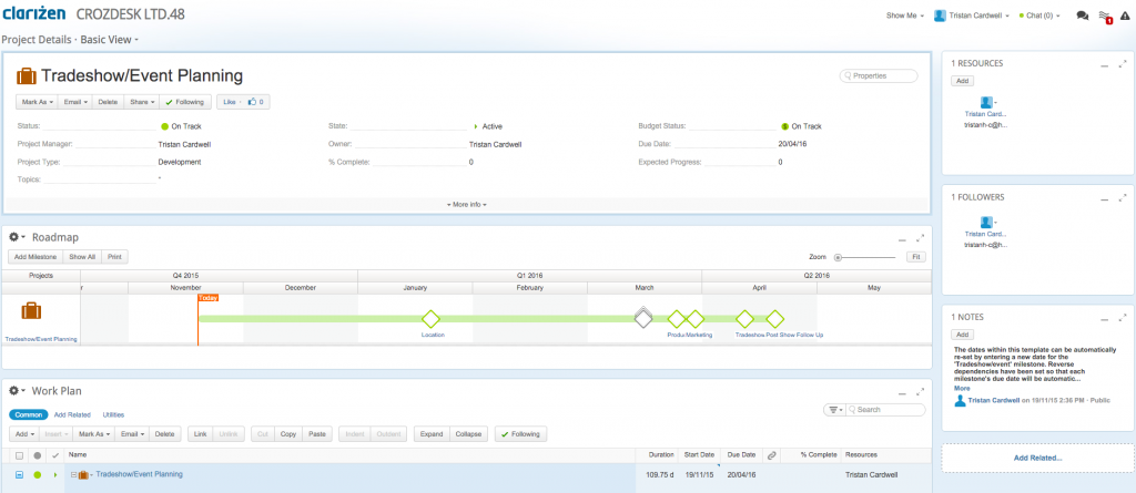 Project Management Software: Clarizen: Crozdesk App of the Week