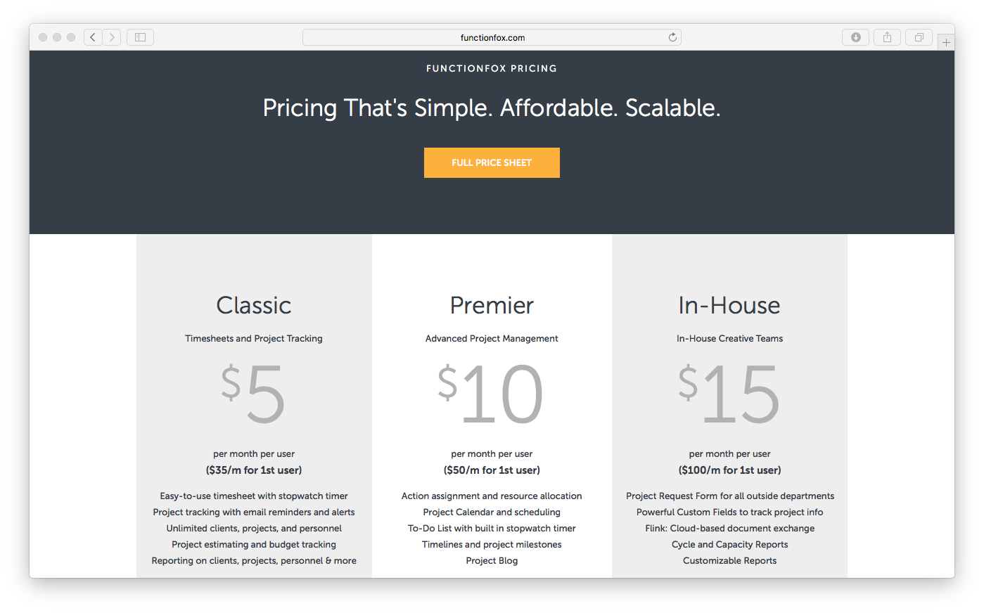 functionfox timesheet pricing