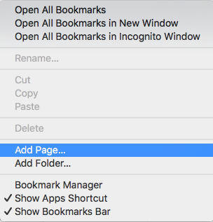 add page chrome bookmark