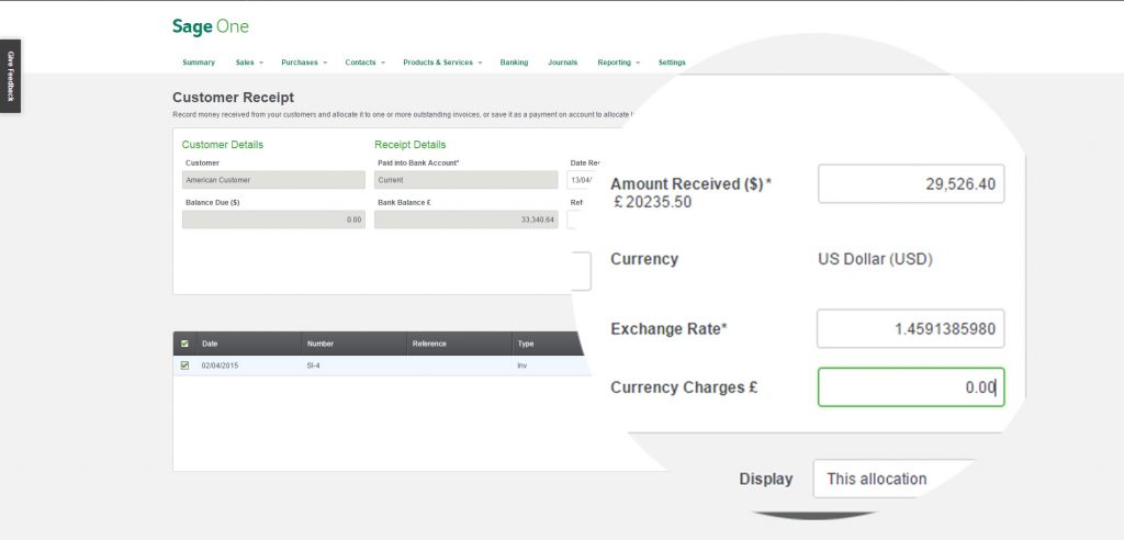 sageone bank reconciliation screenshot