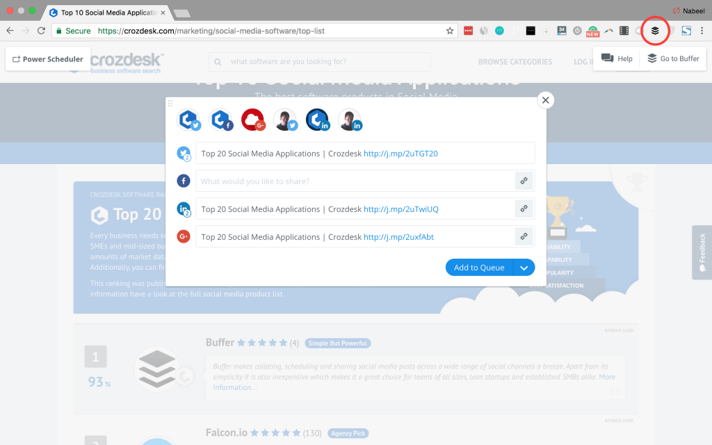 buffer chrome extension screenshot