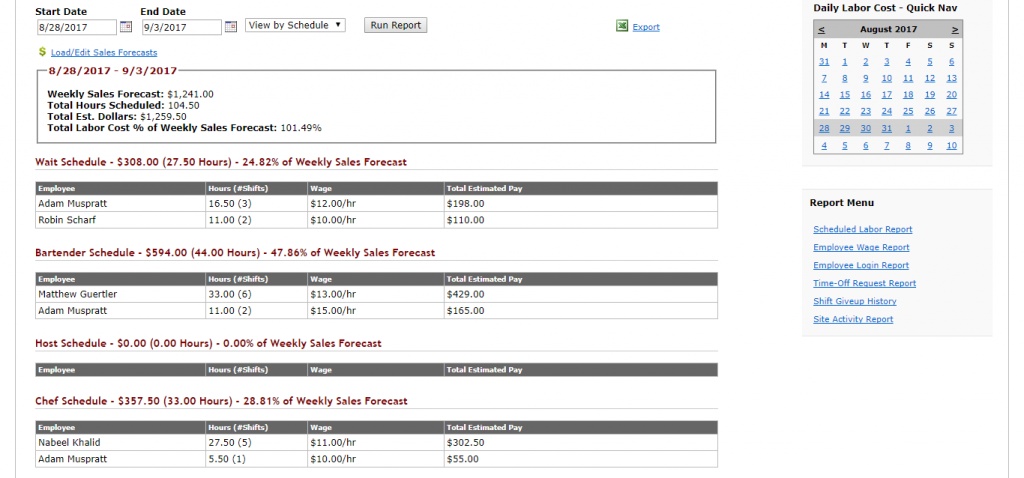 Schedulefly labor cost calculator