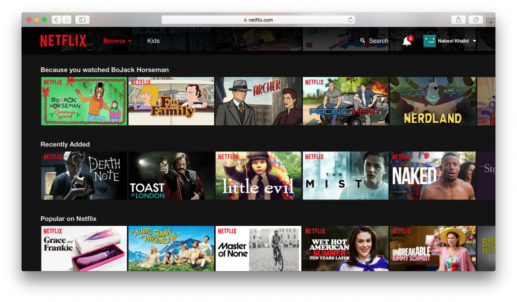 Netflix suggestions Bojack Horseman