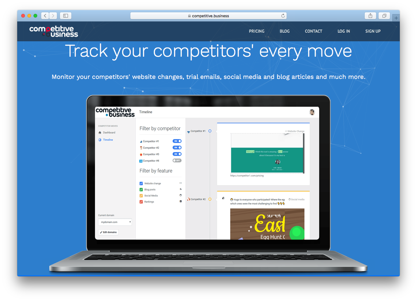 Competitive Business screenshot of homepage track competitors