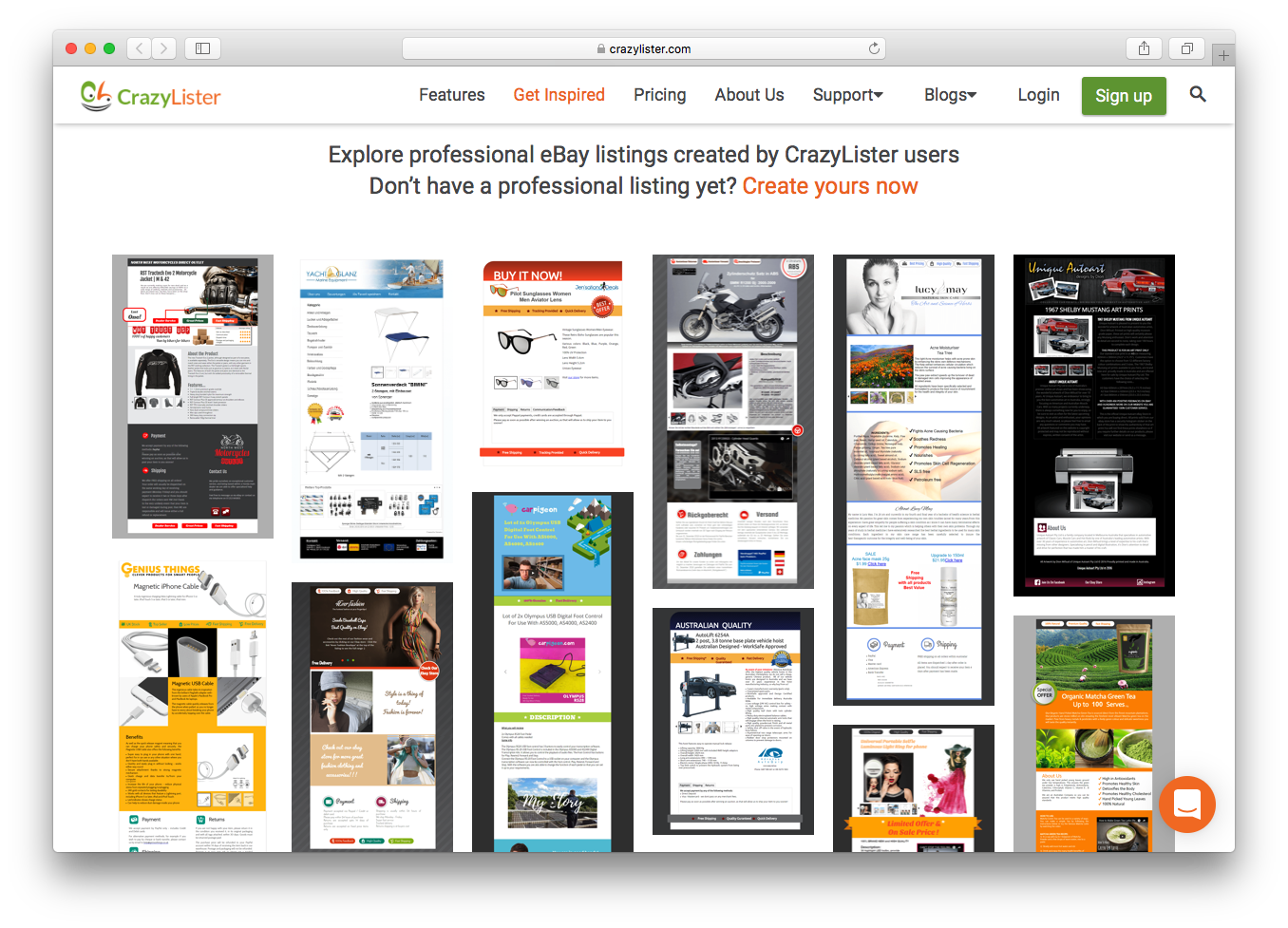 Crazylister get inspired webpage screenshot professional ebay listings