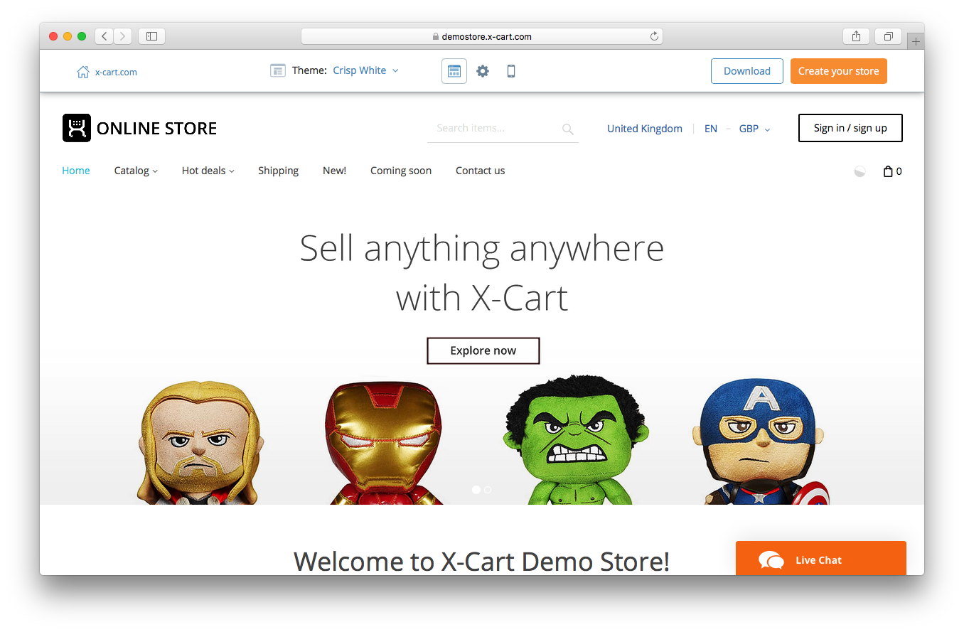 X-Cart storefront demo screenshot user