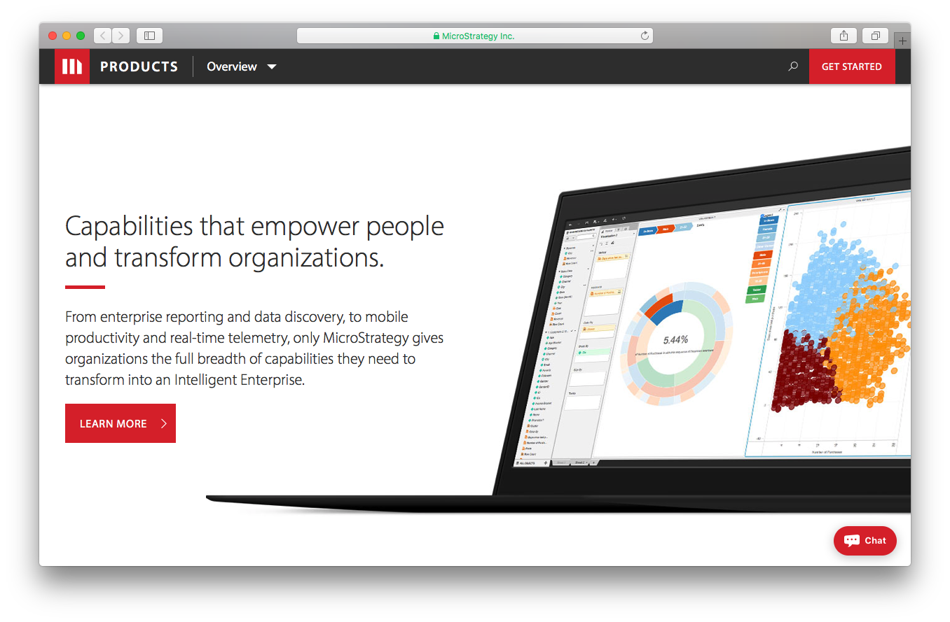 MicroStrategy products screenshot capabilities empower people transform organizations enterprise reporting data discovery mobile productivity real-time telemetry