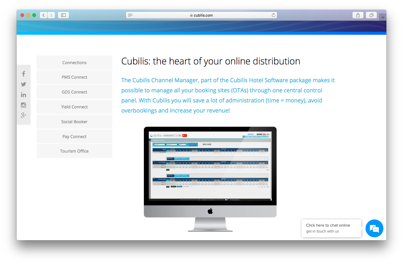 Cubilis channel manager screenshot online distribution hotel software package 