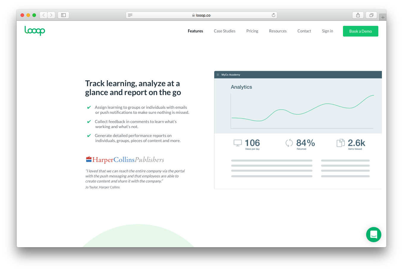 Looop track learning analyze report