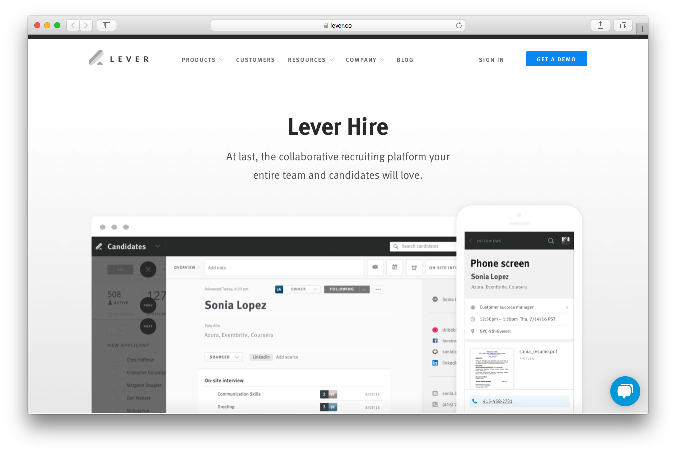 lever hire collaborative recruitment platform team candidates