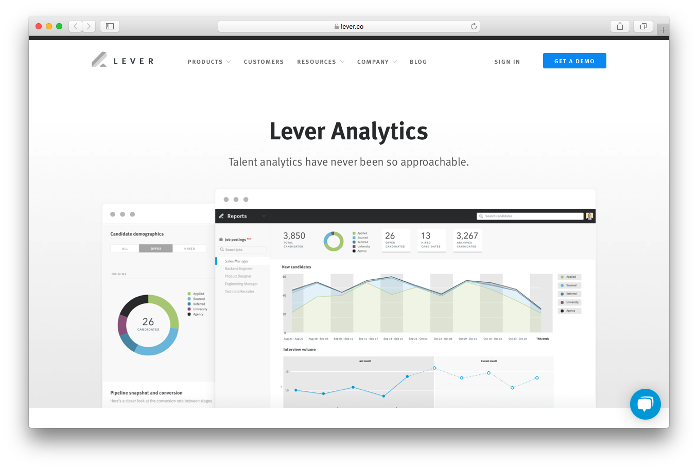 Lever analytics talent reports demographics pipeline