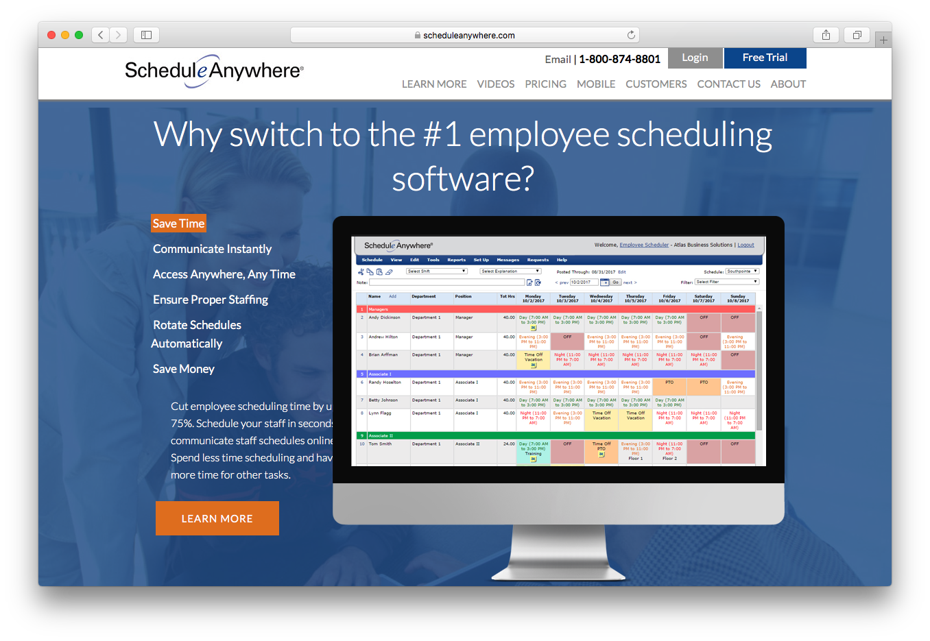 ScheduleAnywhere employee scheduling software save time communicate 