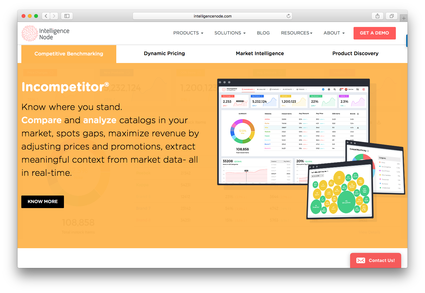 Intelligence node competitive benchmarking compare analyze catalogs market adjust prices promotions market data