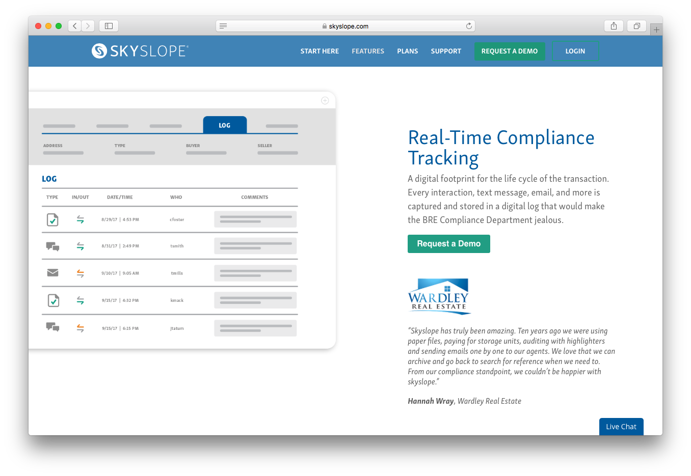 SkySlope real time compliance tracking transaction interactions