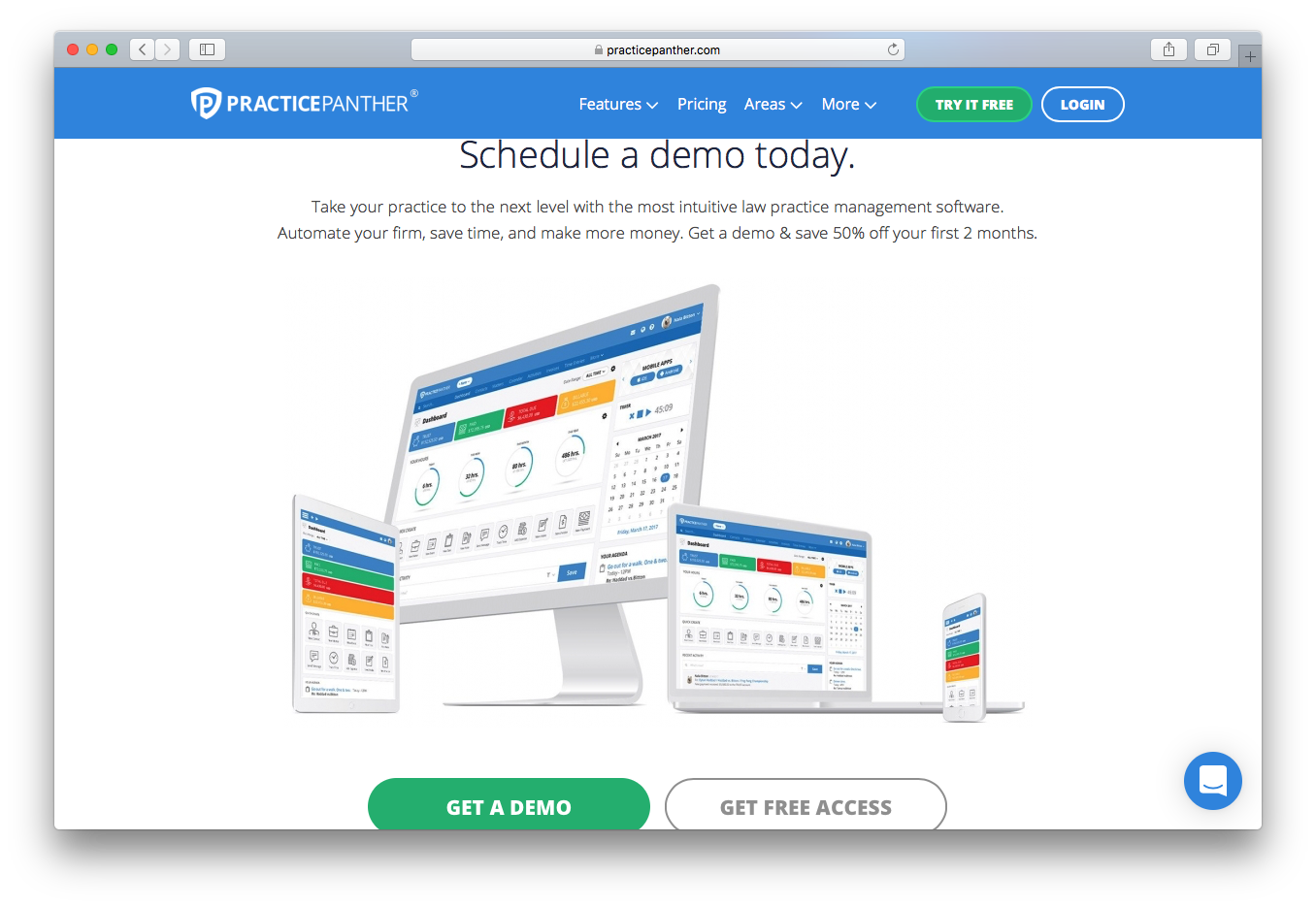 PracticePanther schedule demo free trial access