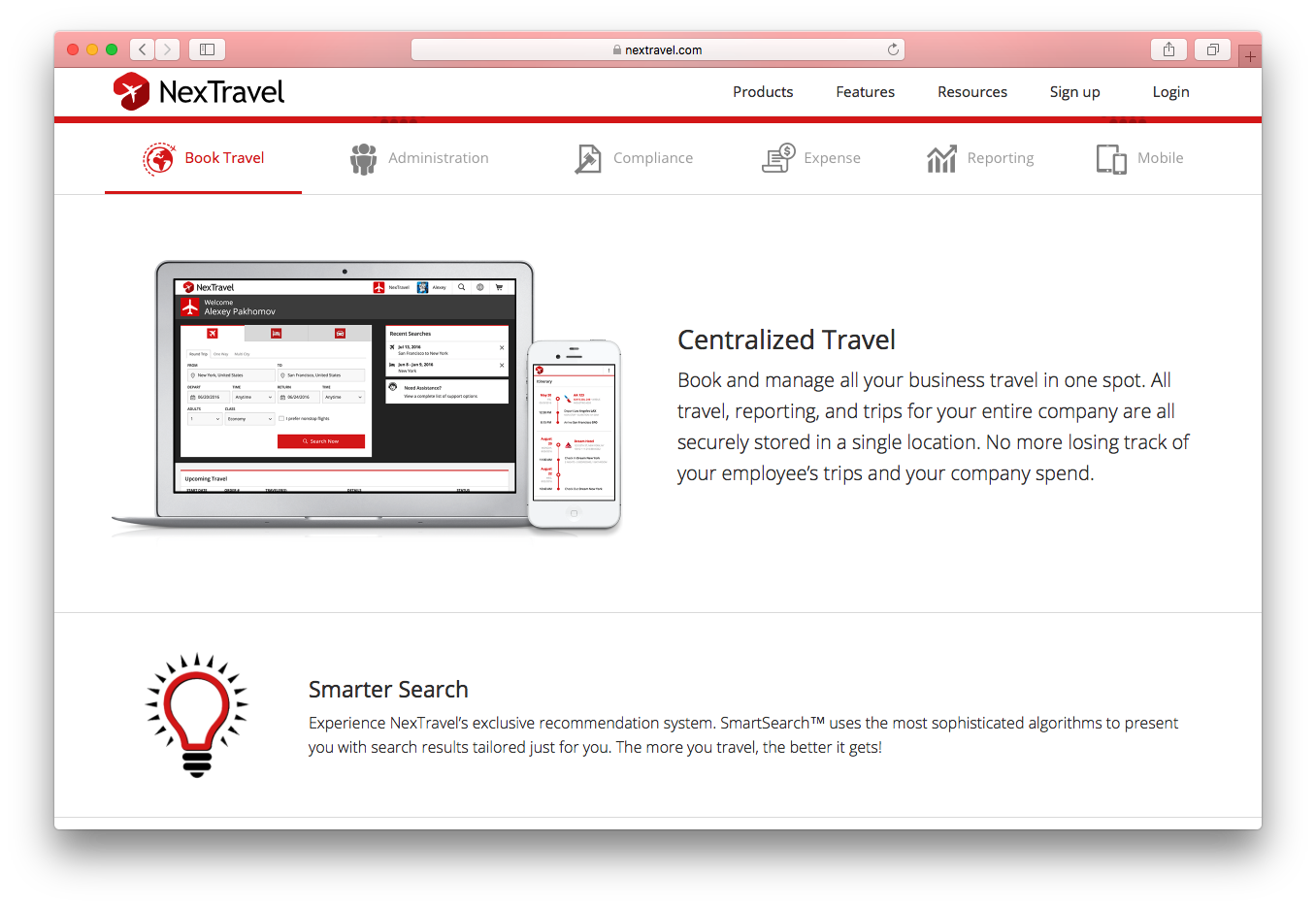 NexTravel book business travel reporting trips