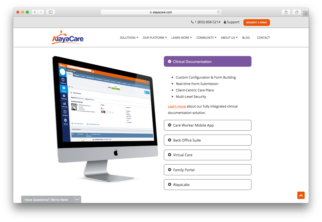 AlayaCare clinical documentation custom configuration form building submission care plans