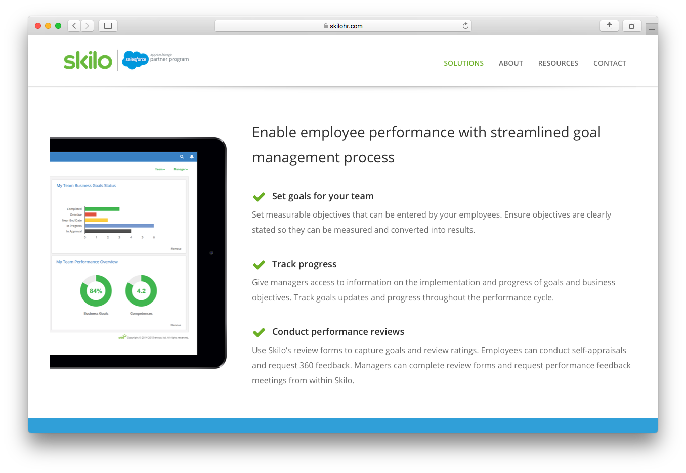 Skilo performance management review employee performance streamlined goal management process track progress