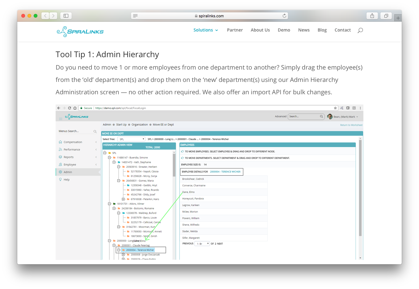 FocalReview admin hierarchy employees department 