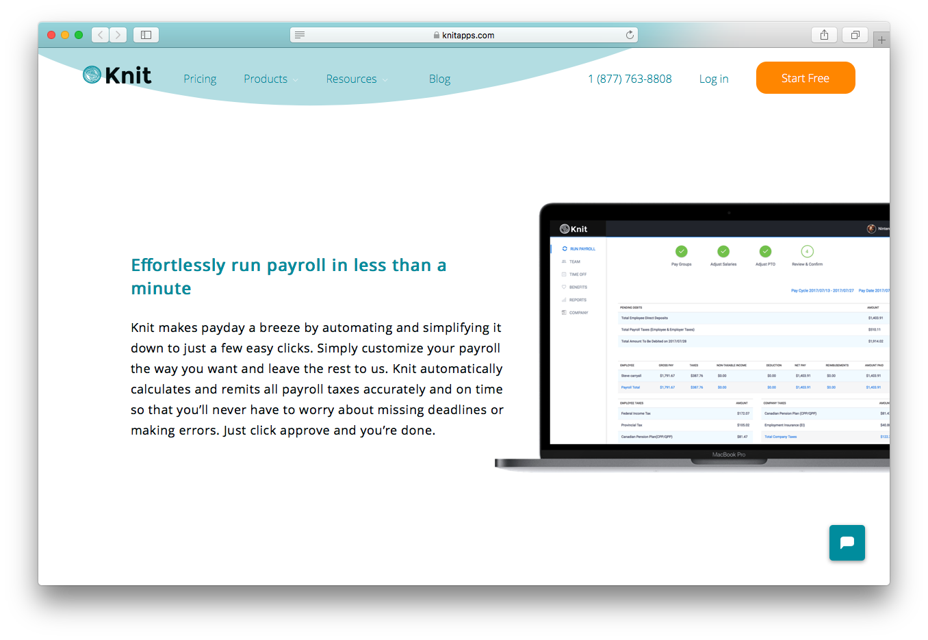 KnitApps payroll automatic calculate remit tax paperless payment custom reports