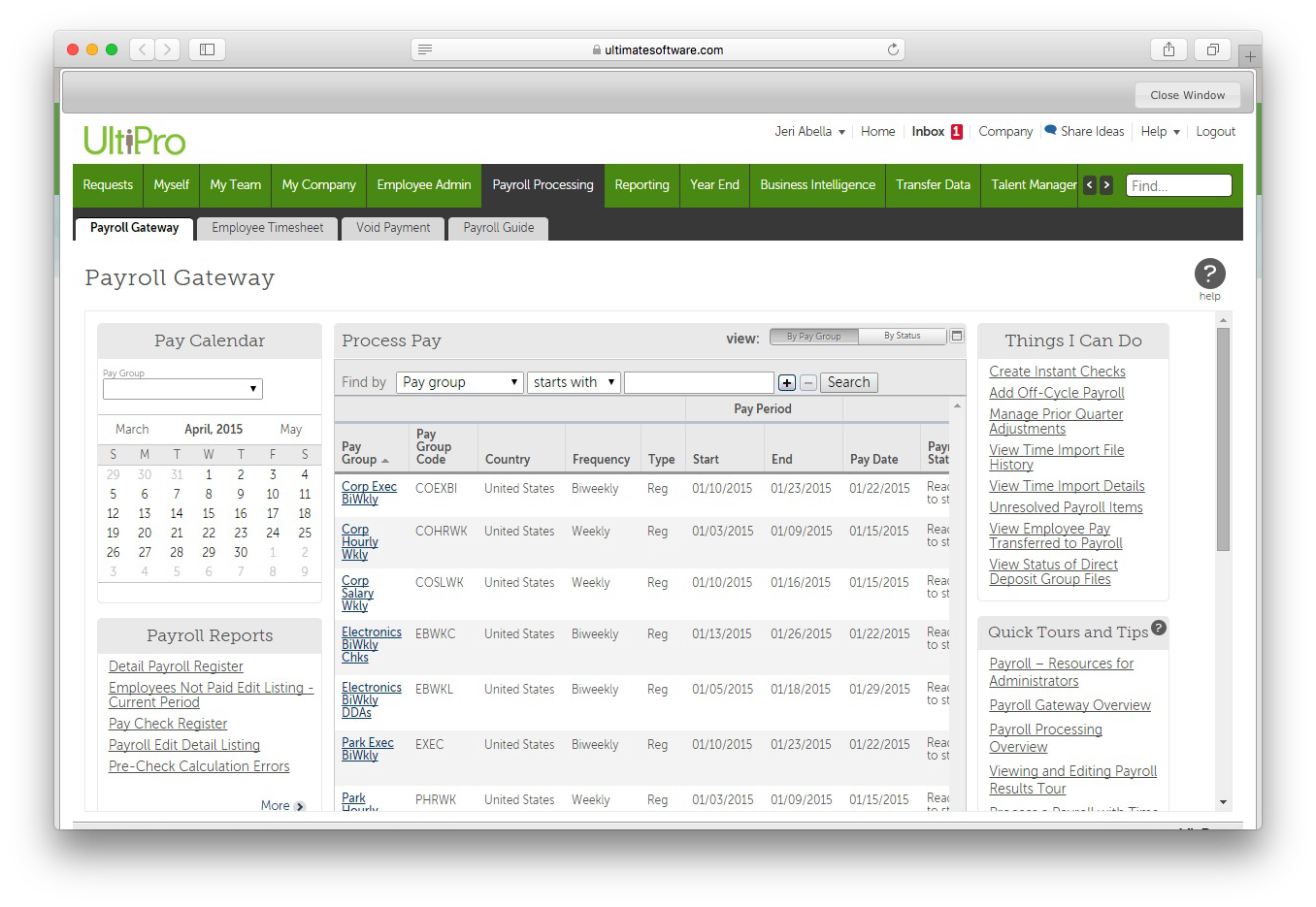 UltiPro payroll shift premiums pieceworker makeup pay rates overtime garnishments levy calculations