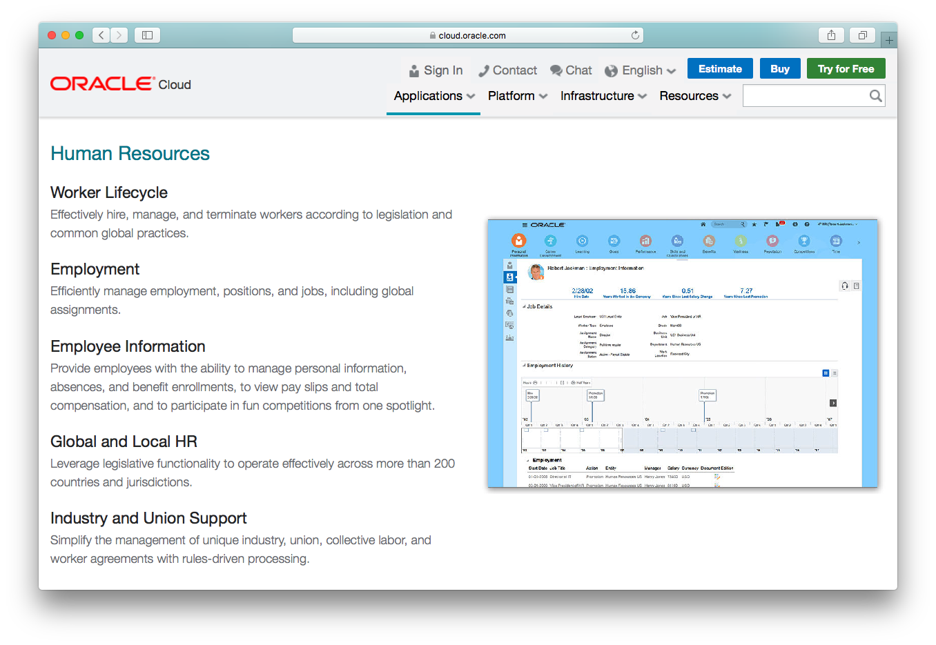 Oracle HCM Cloud hr human resources worker lifecycle employment employee global local