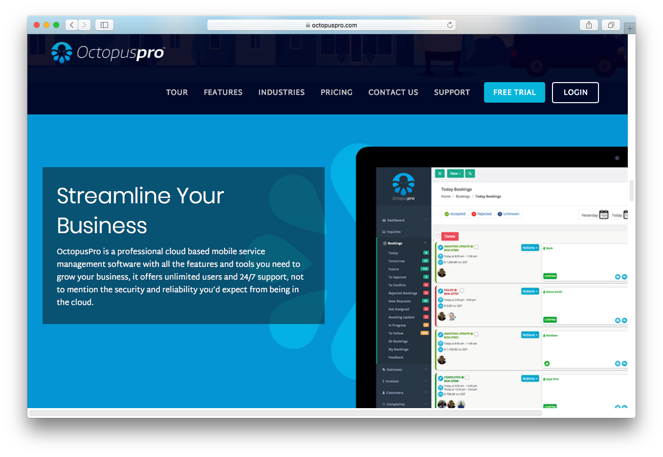 OctopusPro cloud based mobile service management software