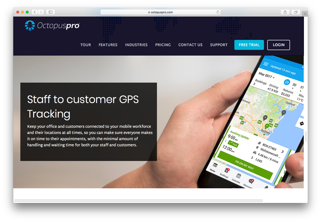 OctopusPro staff customer gps tracking mobile workforce appointments