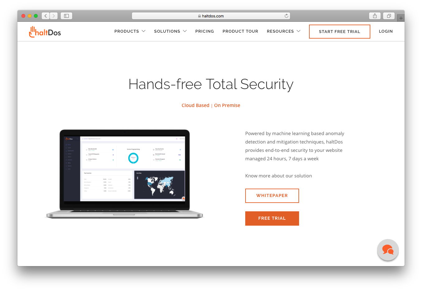 HaltDos cloud based on premise website security