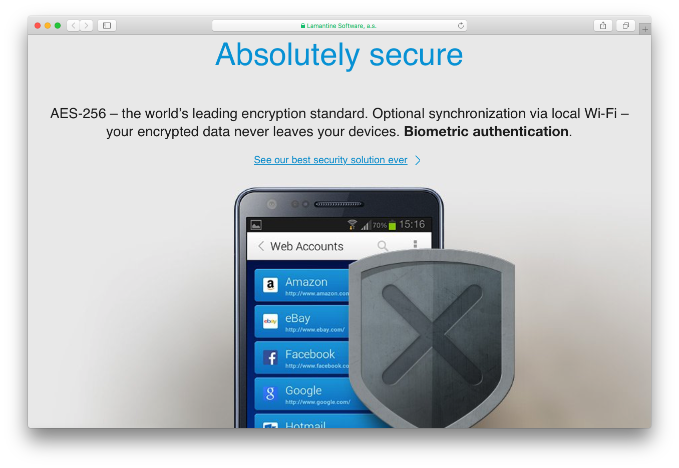 Sticky Password secure encryption synchronization biometric authentication