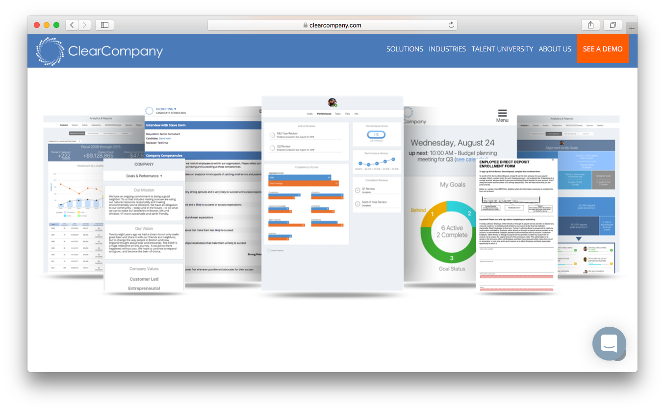 ClearCompany hr software talent operating system engage employees mission vision goals