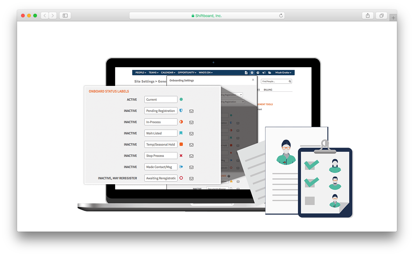 Shiftboard applicant tracking on boarding software recruitment screening hiring training