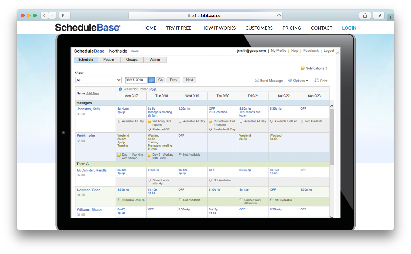 ScheduleBase employee scheduling software schedule communicate 