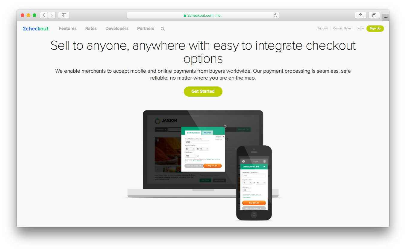 AvanGate 2Checkout sell mobile online payment processing integrate checkout 