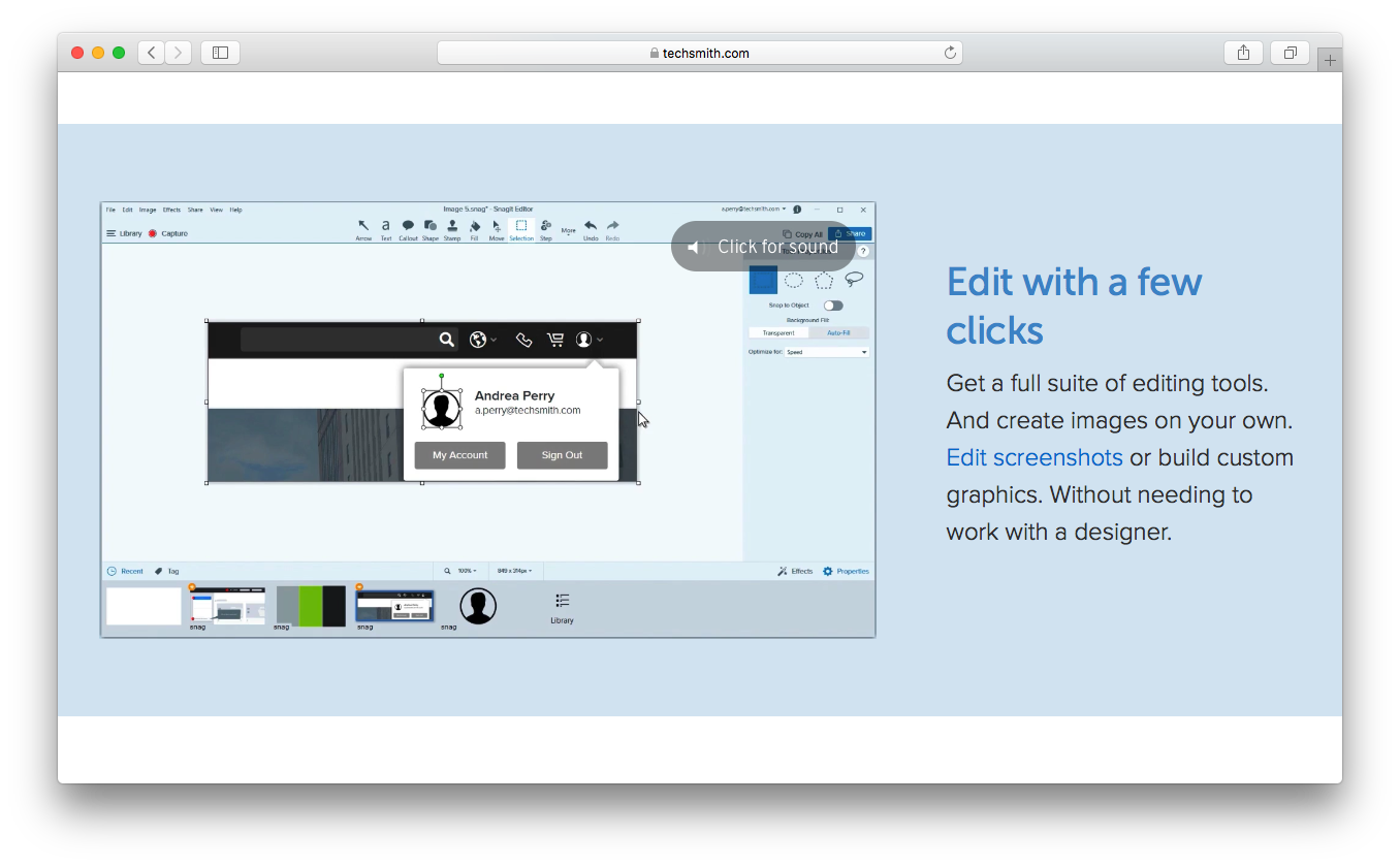 Snagit edit suite screenshots tools create images custom graphics