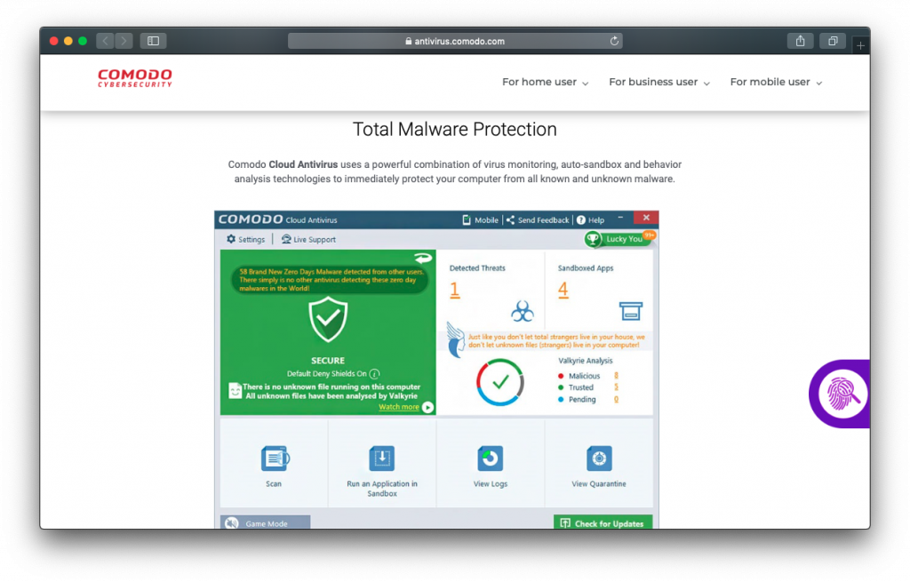 comodo cloud antivirus malware protection