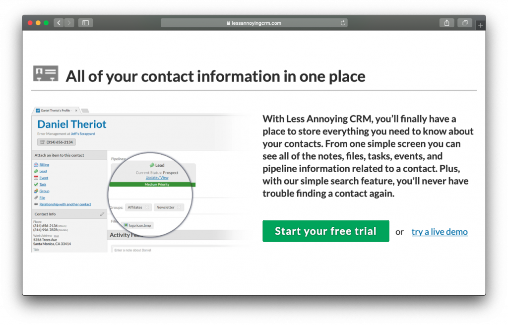 Less Annoying CRM contacts