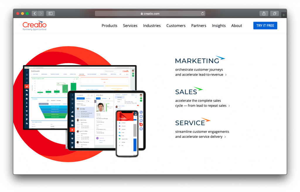 CRM Creatio Marketing Sales Service