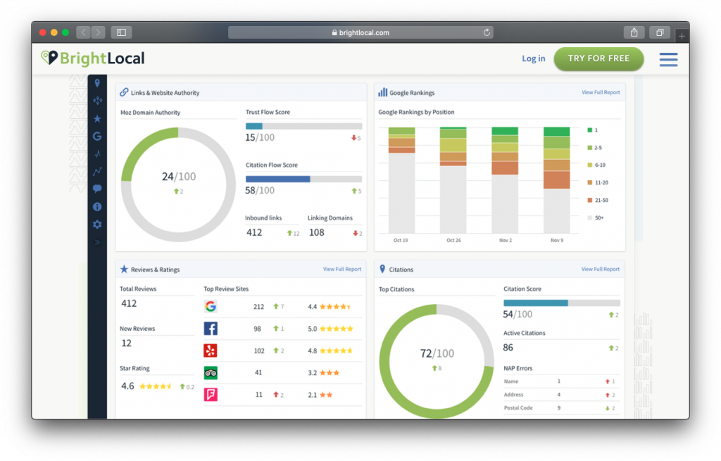 BrightLocal dashboard