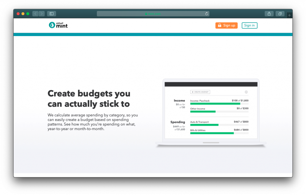 Intuit Mint budget