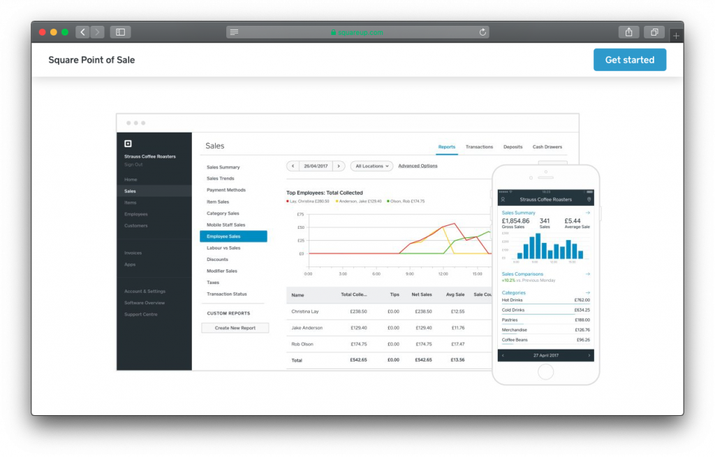 Square point of sale dashboard