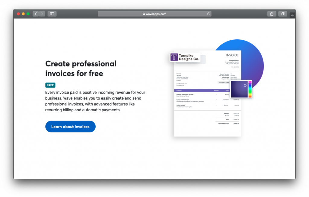 Wave invoice software