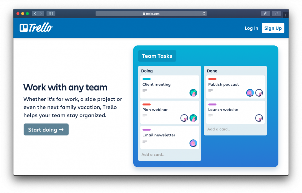 Trello project collaboration