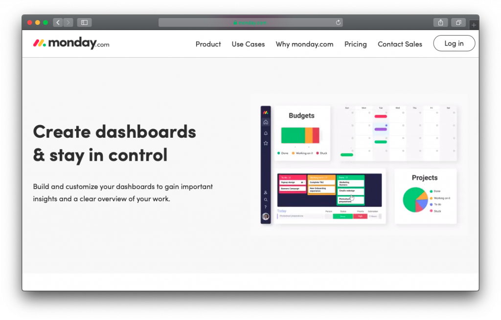 monday.com software dashboard