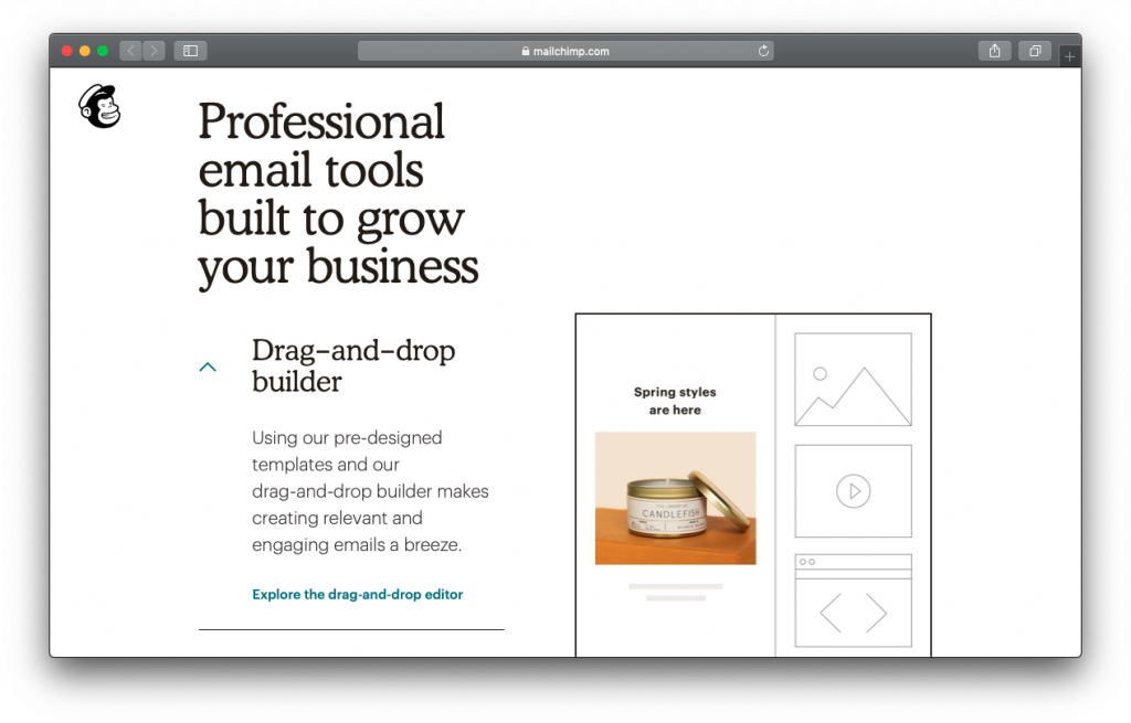 MailChimp drag and drop builder