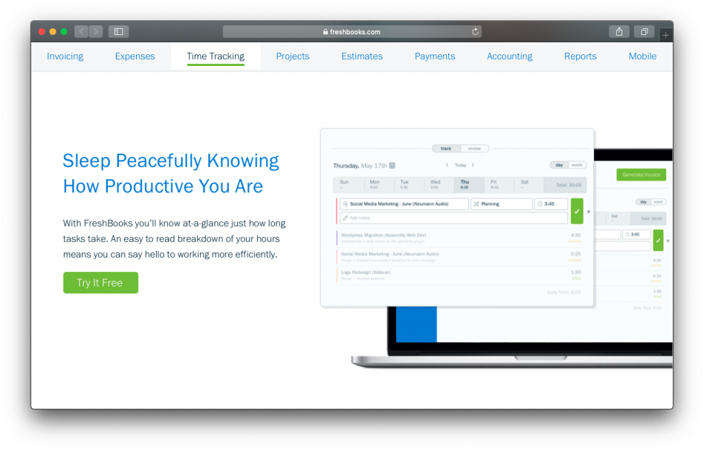 FreshBooks time tracking