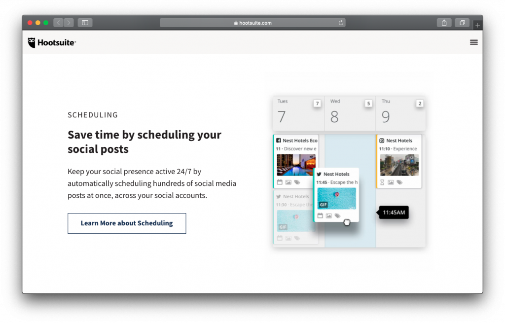 Hootsuite social post scheduling