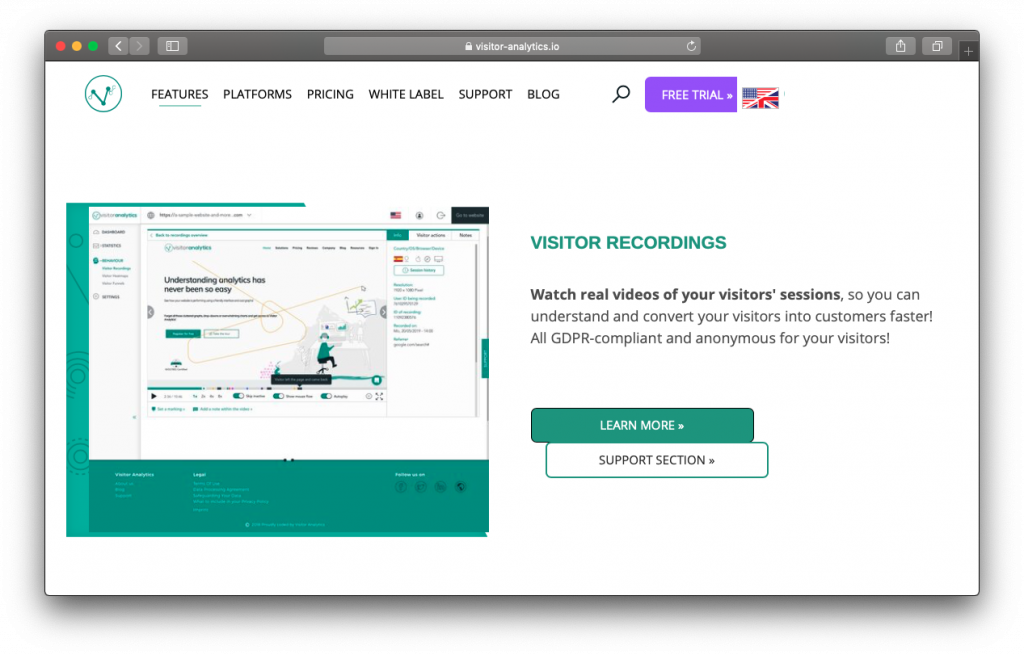 Visitor Analytics heatmap recordings