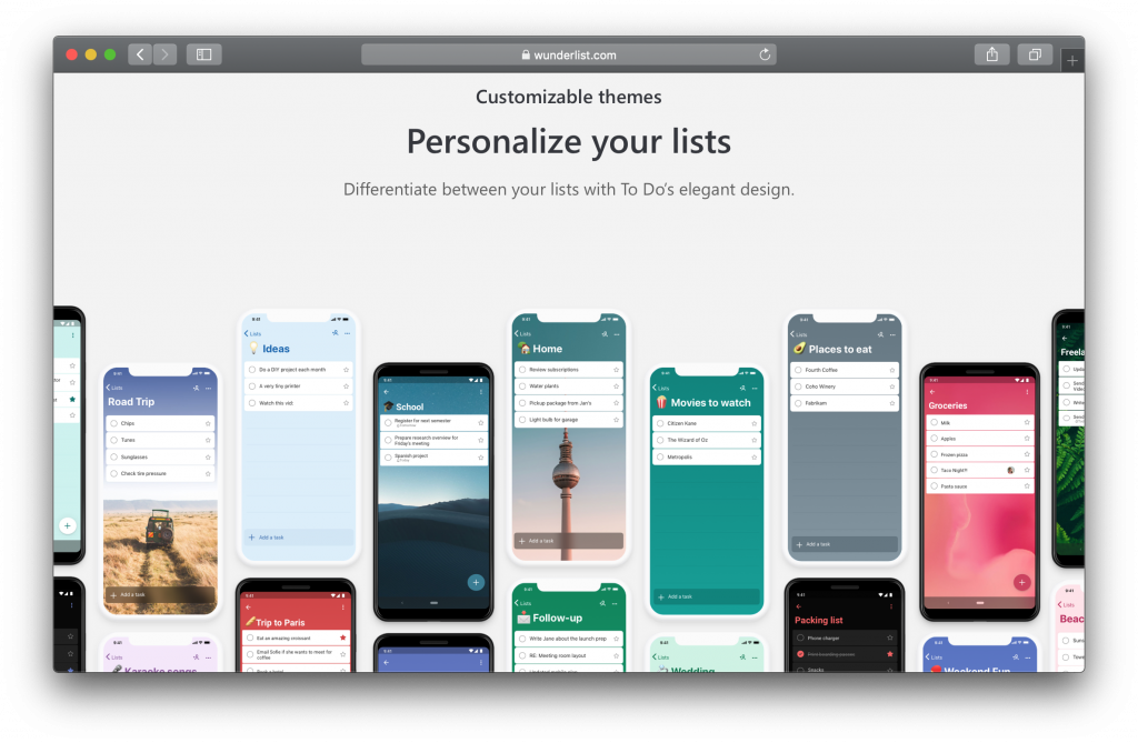 Wunderlist themes